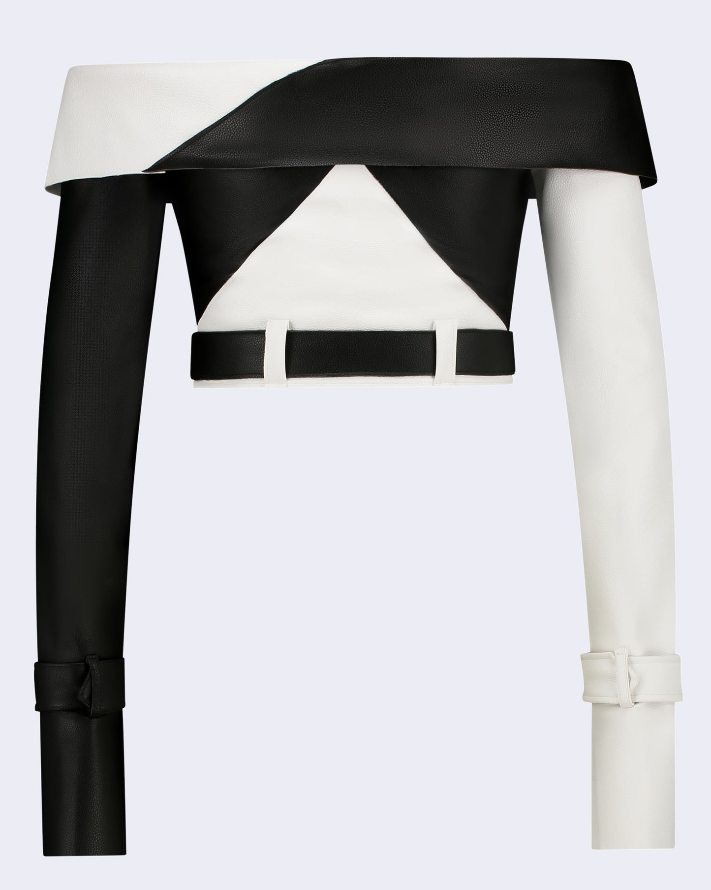 Leather off-the-shoulder Cropped Jacket