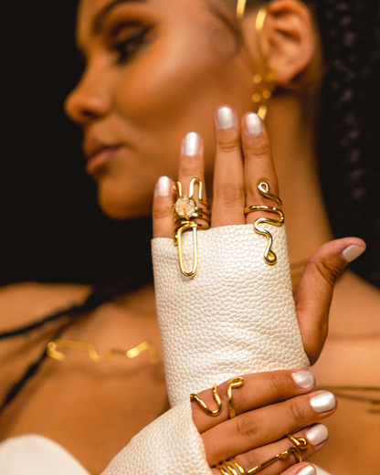 7070. Golden Thread ring with Herkimer Diamond