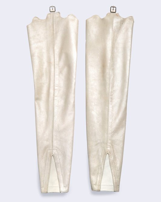Pearl Leather Zipper Buckle Stockings